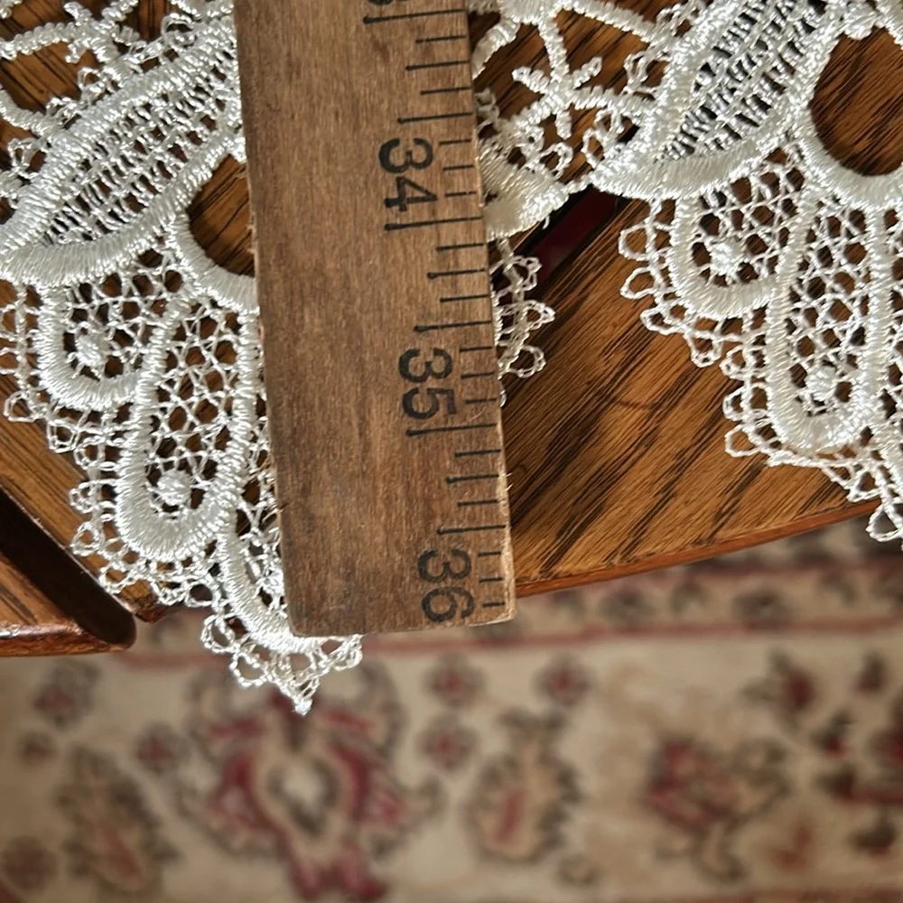 Vintage Ivory Lace and Fabric Table Runner or Dresser Scarf